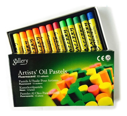 Set Oleos Pastel Mungyo Gallery 12 Crayones Fluo Al Oleo