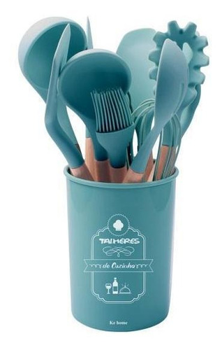 Kit Com 12 Utensílios Cozinha Florida Kehome Azul