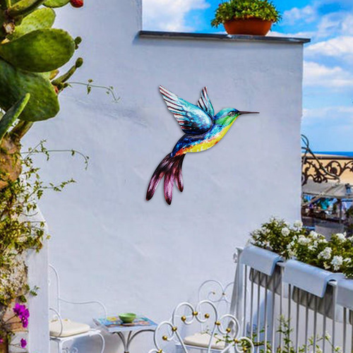 Colibrí Pared Arte Metal Colibrí Estatua Para Valla Azul