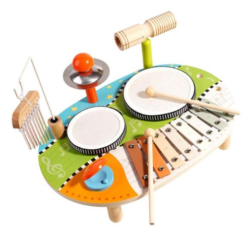 Xilófono De Juguete Para Niños, Kit De Batería De Madera,