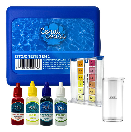 Medidor Cloro Ph Alcalinidade Kit Limpeza E Medição Piscina