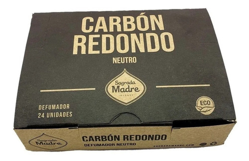 Carbón Sagrada Madre Eco-artesanal Alcanfor-ruda-romero 12 U