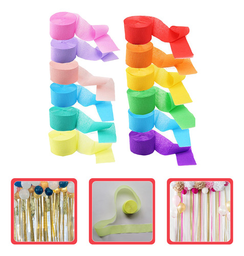 Accesorios De Papel Crepé Colored Streamer Party, 12 Unidade
