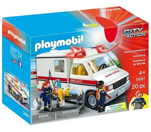 Playmobil 5681 Ambulancia Con Luz, Sonido, 3 Figuras Intek