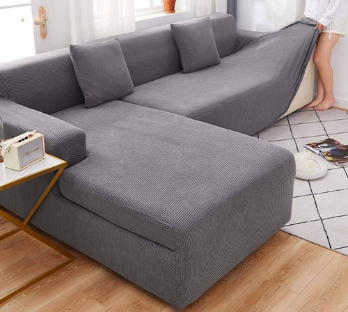 Fundas Para Sillon Tipo L Cuadrille Modular 2 Piezas Gris