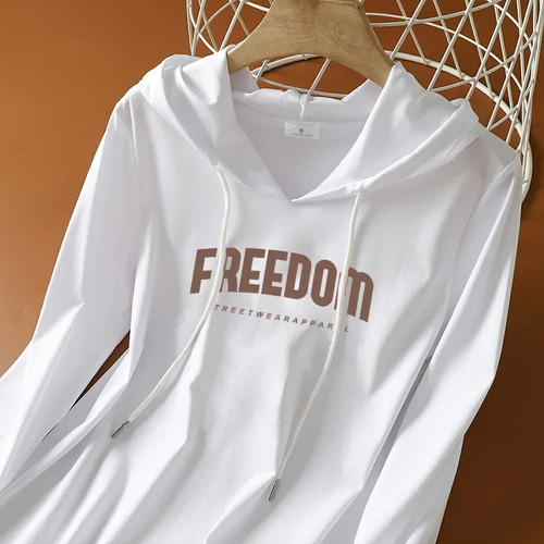 Sudadera Con Capucha De Manga Larga De Algodón Para Mujer