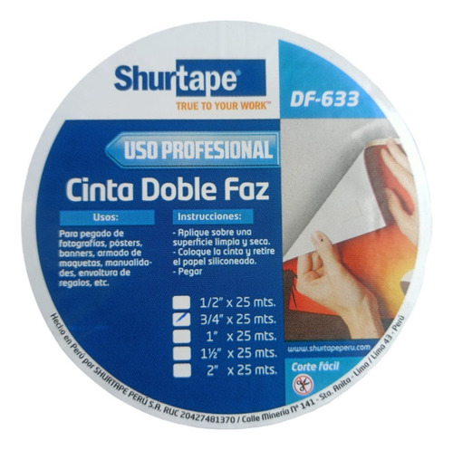 Cinta Duplo-tissue D/faz Multiuso 3/4  X 11 Yd  X 40 Rlls