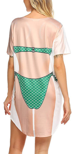 Camiseta Holgada Con Estampado De Bikini, Vestido Divertido
