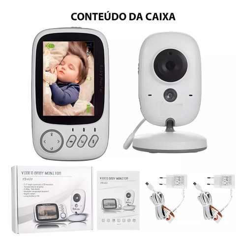 Baba Eletrônica Baby Monitor Vb603 Visão Noturna Dual Audio Cor Branco