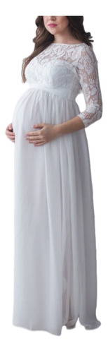 Vestido Largos De Noche Sexy Encaje Para Maternidad Blanco