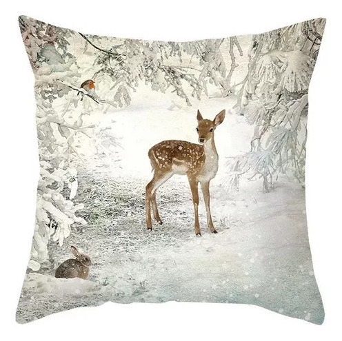 Juego De 8 Fundas De Cojín De Animales Navideña 45 X 45 A