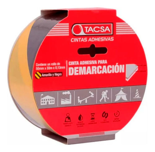 Cinta Adhesiva Demarcacion Tacsa Amarillo/negro 33 Metros