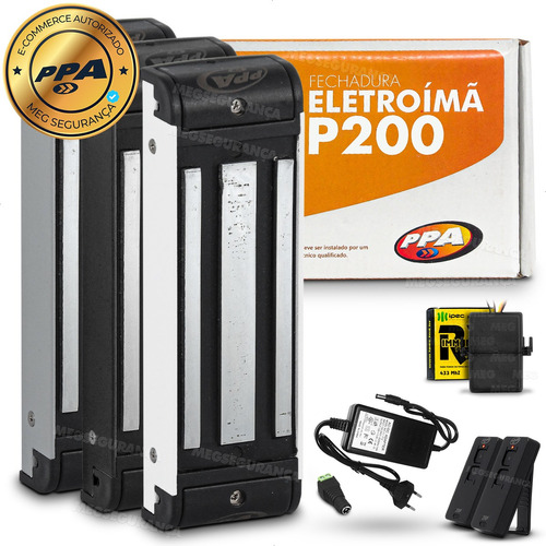 Kit Fechadura Eletroima Ppa 200kg Abertura Controle Remoto