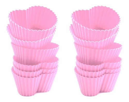 Capacillos De Silicon Corazon Cupcakes  10 Pzas + 2 Regalo