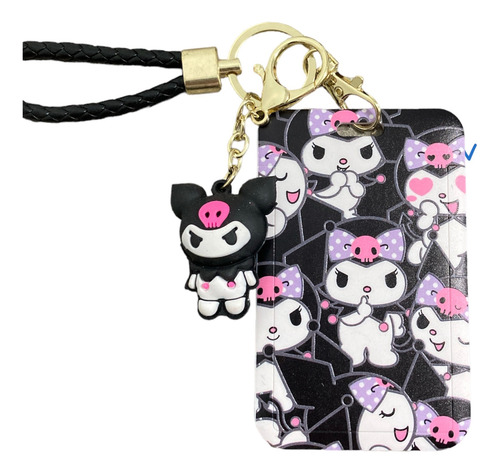 Porta Gafete De Novedad Varios Modelos Kuromi Negro