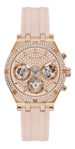 Reloj Guess Gw0407l3 Heiress Quartz Mujer Color de la correa Rosa Color del bisel Oro rosa