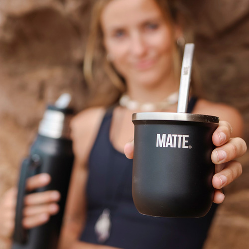 Set Mate Steel + Bombilla + Yerbero+mochila Matera Dark Grey