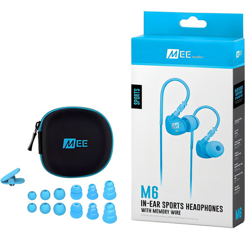 Fones de ouvido intra-auriculares Intraural Mee Audio M6 resistem a Sudor Color Celeste