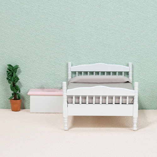 Casa De Muñecas En Miniatura De Madera Cama Juego De