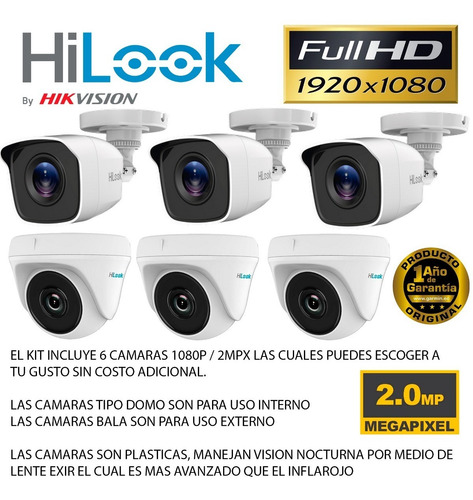 Imagen 2 de 8 de Kit Cctv Hikvision Hilook Dvr 8ch + 6 Cámaras 1080p +d,d 2tb