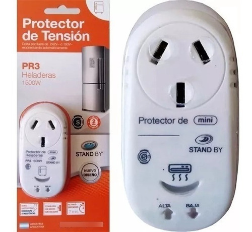 Imagen 2 de 2 de Protector Baja Y Sobre Tension 1500w Heladera Freezer Pr3