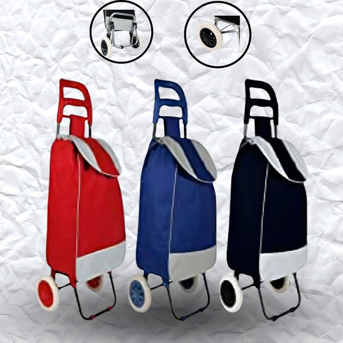 Carrito de compras plegable Feira para supermercado con capacidad para 30 kg, color rojo