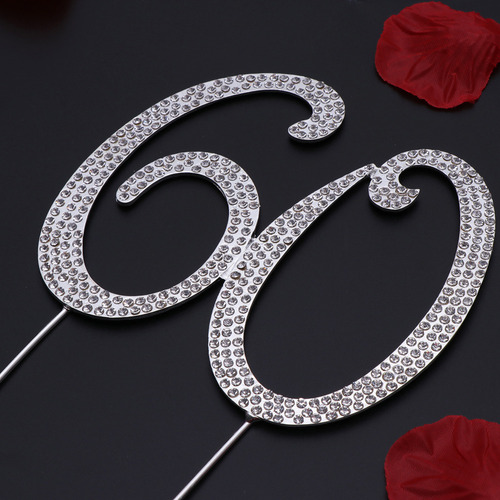 Topo De Bolo Com Strass Número 60