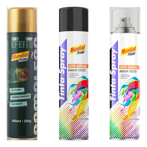 Kit Tinta Spray Efeito Camaleão Cores 400ml + Fundo + Verniz