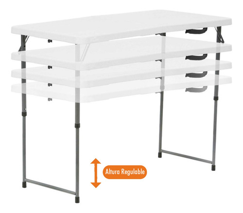 Mesa Plegable, Rectangular 120 Cm Altura Regulable - 13644 Blanco