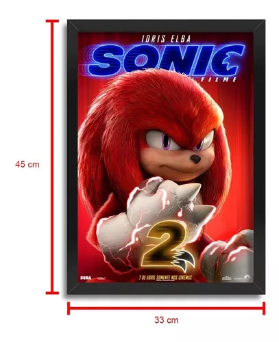 Quadro Sonic 2 O Filme 2022 Knuckles Pôster C/ Moldura A3