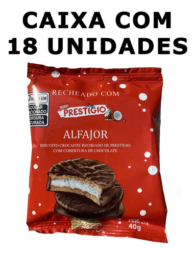 Caixa 18 Unidades Alfajor Água Na Boca 40gr Prestigio
