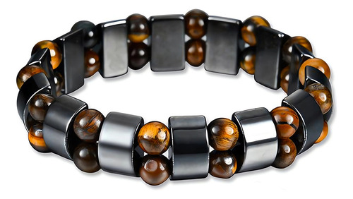 Pulsera Ojo De Tigre Hematita Cuarzo Natural Proteccion