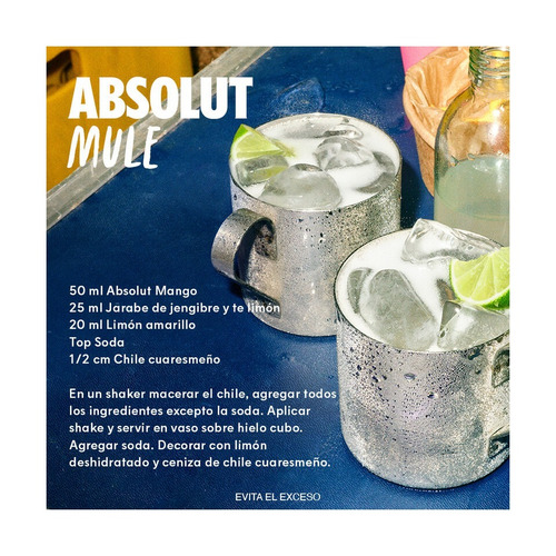 Imagen 3 de 6 de Vodka Absolut Mango 750ml