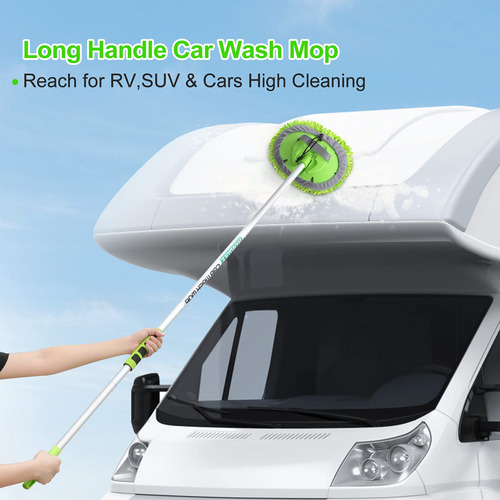 Cepillo Lavado Automóvil Mango Largo Microfibra Kit Limpieza