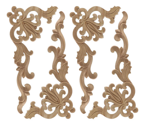 4x Madera Tallada Apliques Esquina Onlay Tallado El 18x7cm