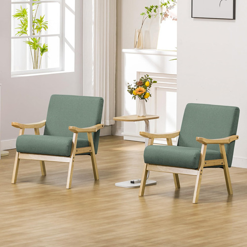 Silla Moderna De Lectura Con Reposabrazos De Madera Maciza