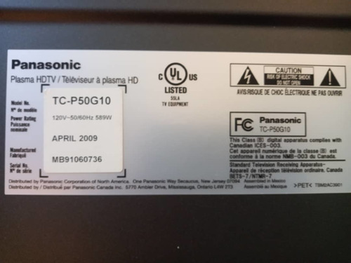 Imagen 3 de 7 de Televisor Plasma 50 Panasonic Para Reparar O Para Repuestos