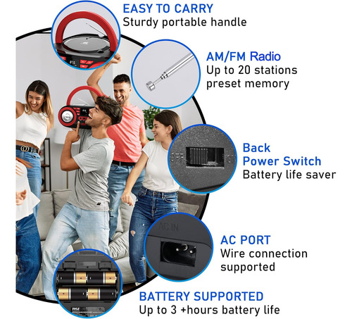Reproductor De Cd Portátil Bluetooth Pyle-home Phcd22