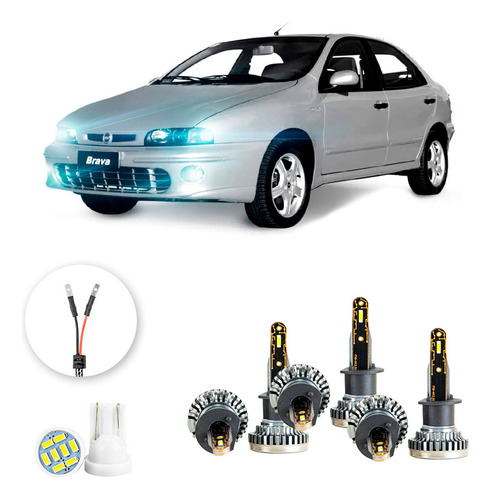 Kit Ultra Led Nano Fiat Brava 1999 A 2003 H1 H1 H1 30000lm