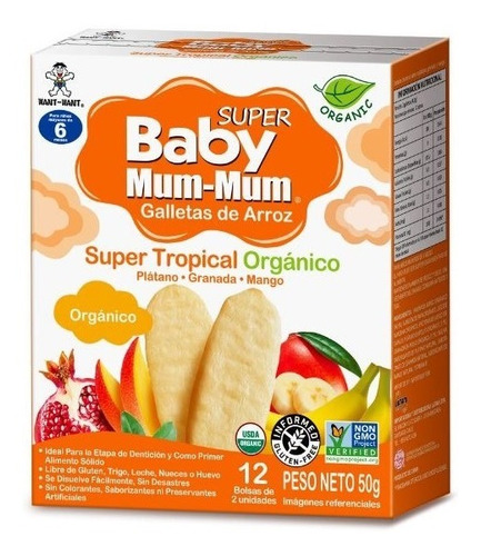 Galletas Baby Mum Mum - Galletas De Arroz Sabor Tropical 50g