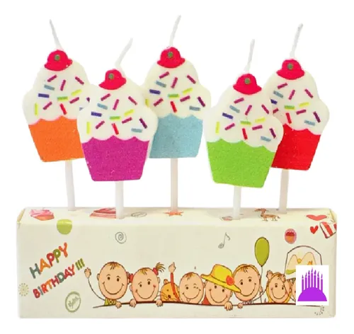 Velas Para Cumpleaños Con Forma De Cupcakes X 5 Unidades