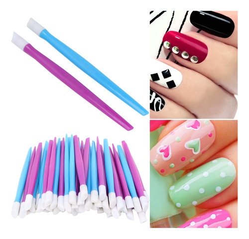 50 Unidades De Limpador De Unhas Com Ponta De Borracha Com A