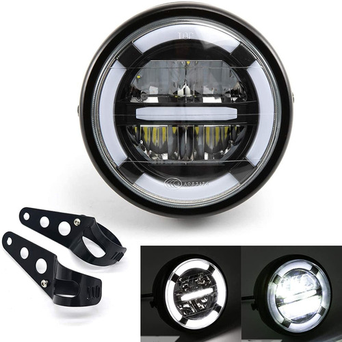 Faro Led Halo De 7 Pulgadas Para Motocicleta Con Soportes D.