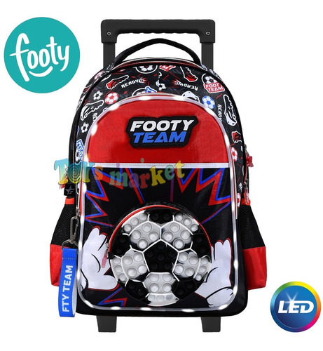 Imagen 2 de 5 de Mochila 18 Con Carro Carrito Y Luces Led Footy
