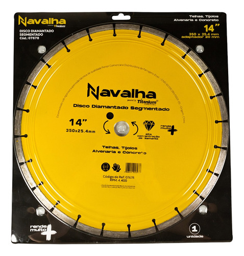 Disco Diamantado Navalha Segmentado 14pol 350x10x25,4mm