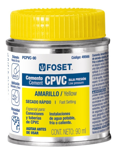 Cemento Para Cpvc, Bote 90 Ml 49566