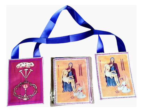 2 Escapulario Morado Bendición Y Protección 10x13.5 Cm Vinil