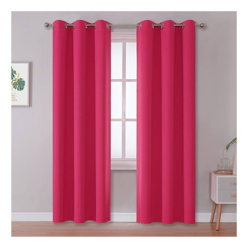 2 Cortinas Blackout Aislamiento Térmico Color Rosa Calidad