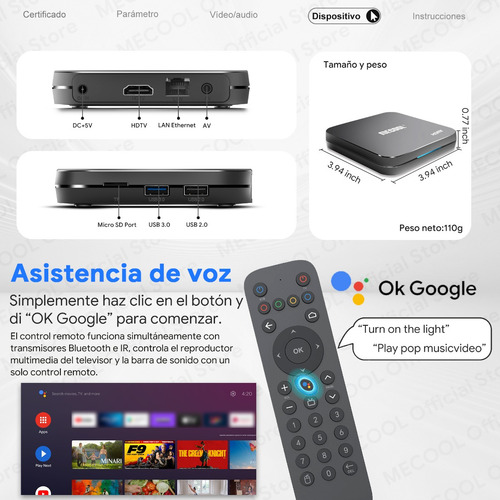 Caja De Tv Mecool Android 10 Km9 Pro 2+16 Gb Con Certificaci