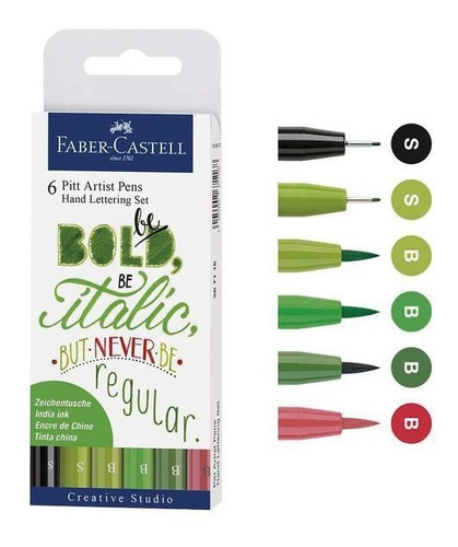 Marcadores Faber Castell Pitt Lettering X6 Colores 